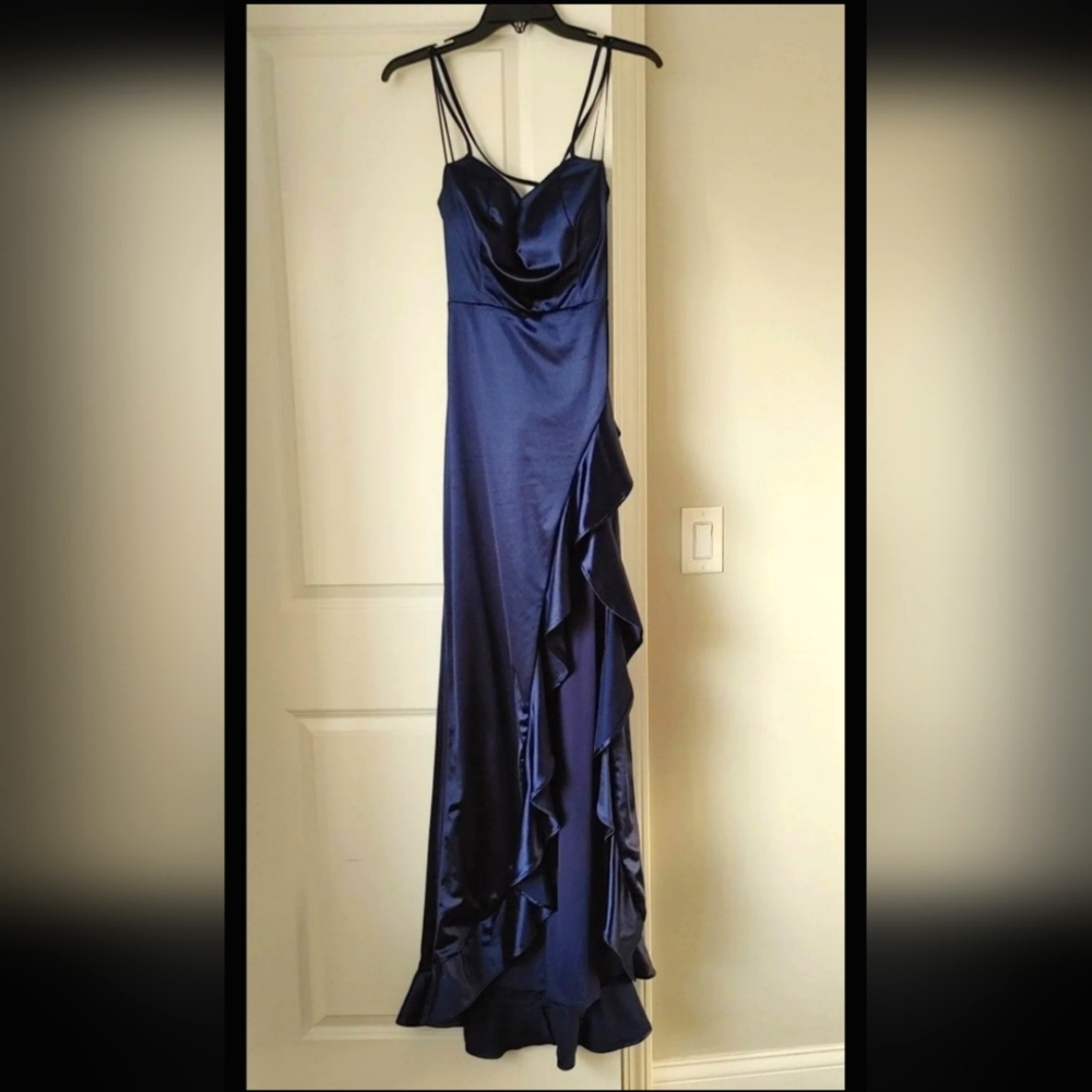 Crystal Doll Strappy Navy Blue Formal Dress